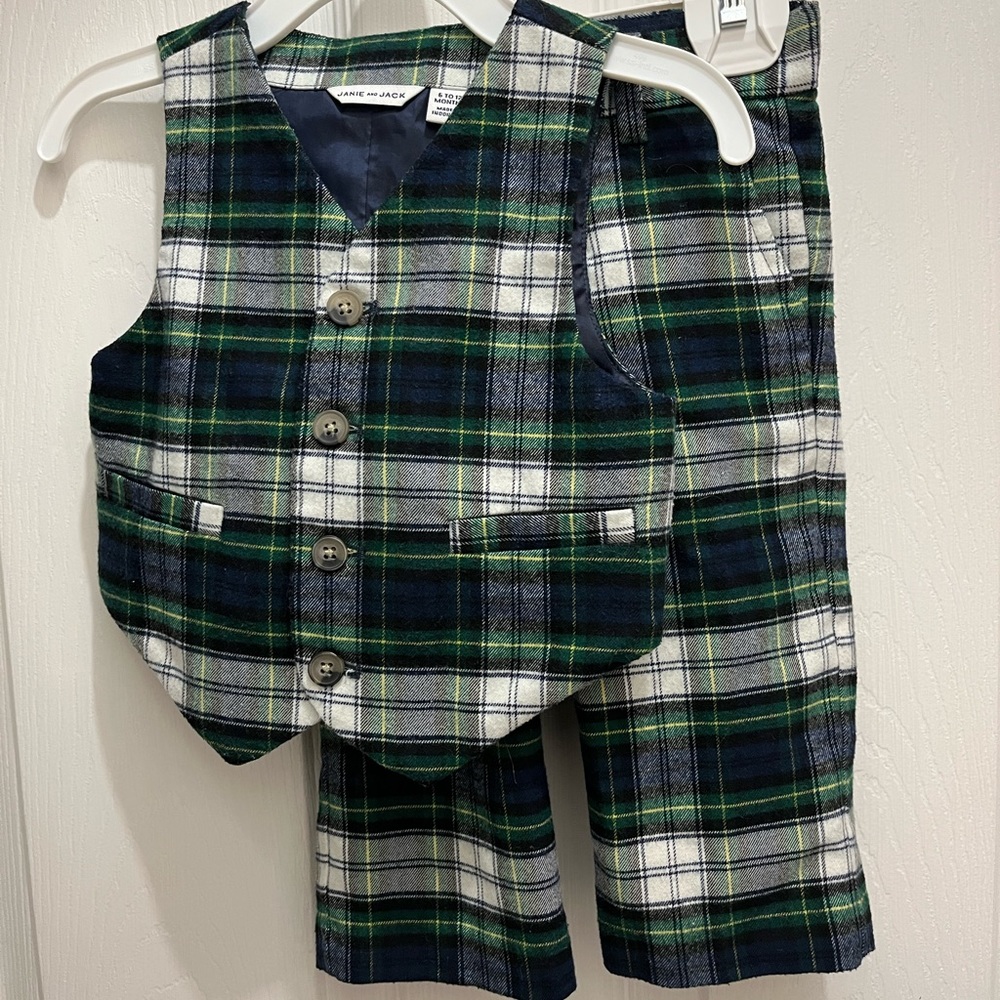Janie and Jack Plaid Outfit 6-12 Months